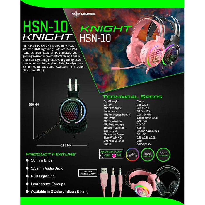 Headset Gaming NYK HSN-10 Knight