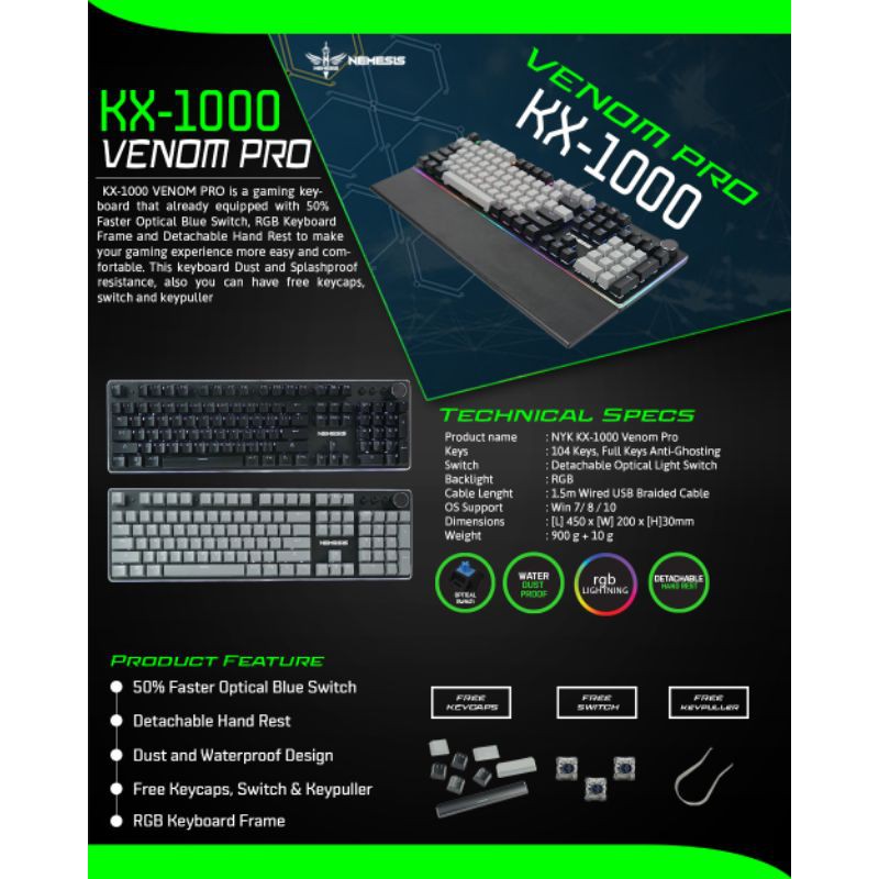 Keyboard Gaming NYK KX-1000 Venom Pro Mechanical
